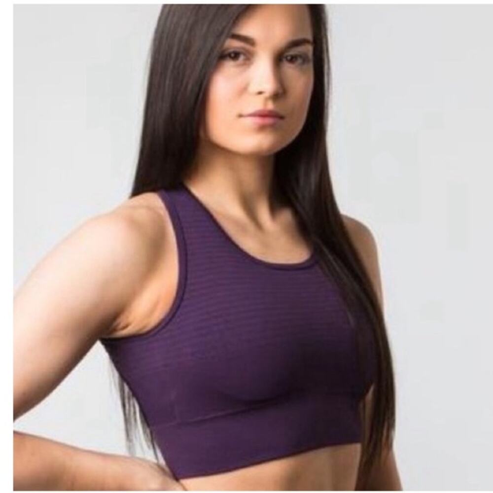 ALPHALETE Womens SZ XS Purple Vault Sports Bra Open Back Top